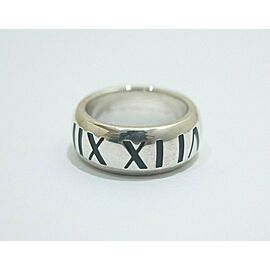 Tiffany & Co Sterling Silver Atlas Black Enamel Ring US 5" Lxmda-210