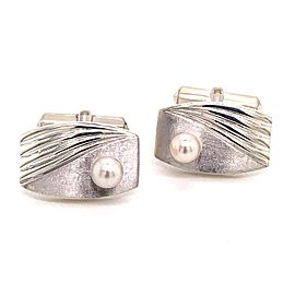 Mikimoto Estate Cufflinks With Pearls Sterling Silver 6.31 Grams 5.15 mm M127