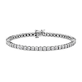 True .925 Sterling Silver 1.0 Cttw Miracle-Set Diamond Round Faceted Bezel Tennis Bracelet (I-J Color, I3 Clarity) - 9"