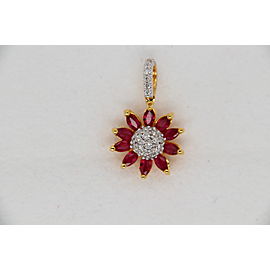 0.21 Carat Diamond And 0.97 Carat Ruby Pendant In 18 Karat Gold