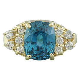 7.12 Carat Zircon 14K Yellow Gold Diamond Ring