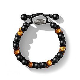 David Yurman Tiger's Eye & Black Onyx Sterling Silver Woven Beaded Bracelet