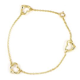 TIFFANY & Co 18K Yellow Gold Open Heart 3 Motif Bracelet