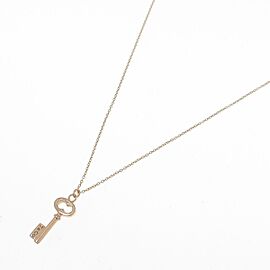 TIFFANY & Co 18K Pink Gold Vintage Oval Key mini Necklace LXGKM-92