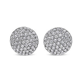 18K White Gold 3 1/2 Cttw Shared Prong Set Diamond Cluster Composite Disc Stud Earrings (F-G Color, VS1-VS2 Clarity)