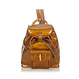 Gucci Bamboo Patent Leather Backpack