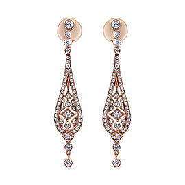 18K Rose Gold 1 3/4 Cttw Diamond Milgrain Edged Vintage Art Deco Style Drop and Dangle Earring (F-G Color, VS1-VS2 Clarity)