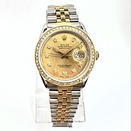 ROLEX DATEJUST Automatic 36mm 2 Tone Diamond Watch Jubilee Bracelet