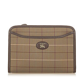 Burberry Plaid Canvas Clutch Bag