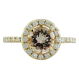 1.60 Carat Morganite 14K Yellow Gold Diamond Ring