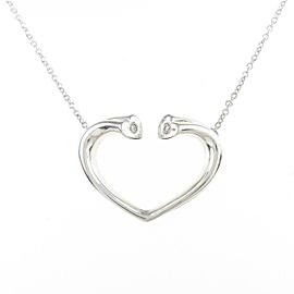 TIFFANY & Co 925 Silver 2 Heart Tenderness Necklace LXGYMK-177