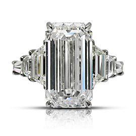 14 CARAT EMERALD CUT E COLOR VVS2 CLARITY DIAMOND ENGAGEMENT RING PLATINUM GIA CERTIFIED 11 CT E VVS2 BY MIKE NEKTA