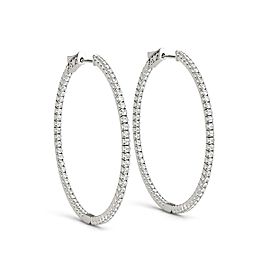 Thin Prong Style Diamond Hoop Earrings in 14k White Gold (1 1/2 cttw)