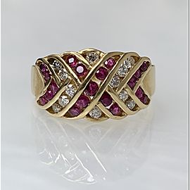 14K Yellow Gold Ruby Diamond Ring