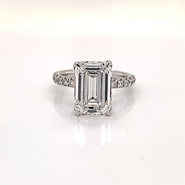 6 Carat Emerald Cut Lab Grown Diamond Engagement Ring. IGI Certified