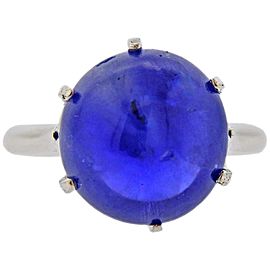 15.65 Carat No Heat Burma Sapphire Cabochon Gold Ring