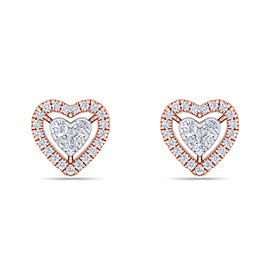 GLAM ® Heart stud earrings in 18K gold with white diamonds of 0.93 ct in weight