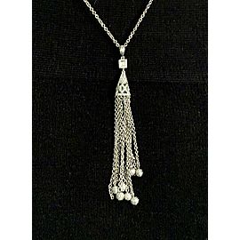 Diamond Necklace 18k Gold Tassel Pendant 19" Women Certified $3,000