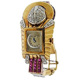 Retro Gold Diamond Ruby Watch