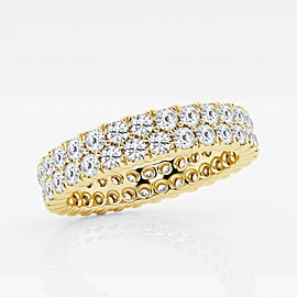 True 2.10 ctw Round Diamond Double Row Eternity Band 14K Yellow Gold