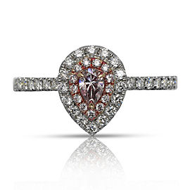 HALO PEAR SHAPE FANCY PINK DIAMOND ENGAGEMENT RING 18K ROSE WHITE GOLD GIA CERTIFIED 0.15 CT FIPP BY MIKE NEKTA