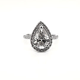 3 Carat Pear Shaped Lab Grown Diamond Engagement Ring Halo IGI Certified