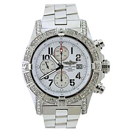 Breitling Super Avenger A13370 Stainless Steel & Diamonds 48mm Mens Watch