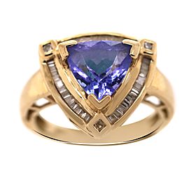 14k Yellow Gold Tanzanite and Diamond Ring