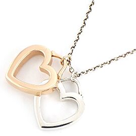 TIFFANY & Co 18K Pink Gold/925 Silver Sentimental Double Heart Necklace