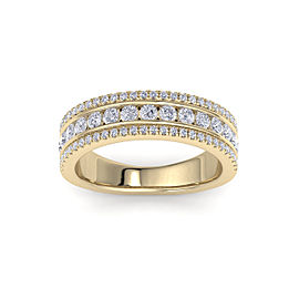 GLAM ® Three-row ring in 14K gold with white diamonds of 0.93 ct in weight