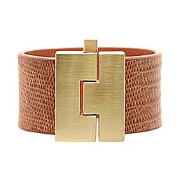 Leighelena Leather Jigsaw Wide Cuff Bracelet