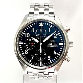 IWC SCHAFFHAUSEN PILOT Chronograph Day Date Automatic 42mm Steel Watch