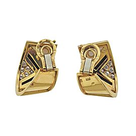 Marina B Onyx Mother of Pearl Inlay Diamond Gold Earrings