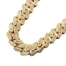 14K Yellow Gold 16MM Princess Diamond Miami Cuban Chain 16.08 CT 22"