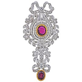 Ruby Diamond Gold Pendant Brooch