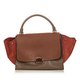 Celine Trapeze Tricolor Leather Satchel