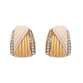 Charles Turi Gold with White Coral and Diamond Earrings