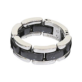 Chanel 18K White Gold & Black Ceramic Ultra Collection Band Size 6.25 Ring