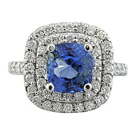 4.92 Carat Sapphire 14K White Gold Diamond Ring