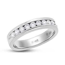 14K White Gold 1.20ct. Diamond Channel Set Wedding Ring Band Size 10