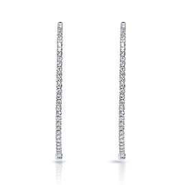 True 4 Carat Round Brilliant Diamond Hoop Earrings in 14k White Gold