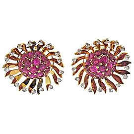 Ruby Diamond Gold Large Earrings