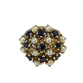 Vintage 14k Yellow Gold Ring with Sapphires & Pearls