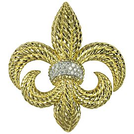 Heraldic Fleur-de-lis Gold and Diamond Brooch