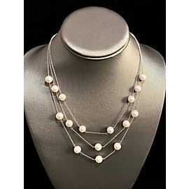 Akoya Pearl Triple Strand Necklace 8.5 mm 14k Gold Certified $3,595