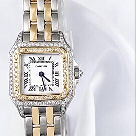 CARTIER PANTHERE 22mm Quartz 2 Row Gold DIAMOND Watch