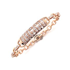 14K Rose Gold Baguette Diamonds Bar Link Bangle Bracelet