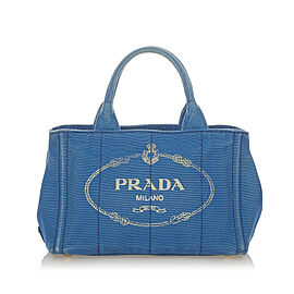 Prada Canapa Logo Canvas Satchel