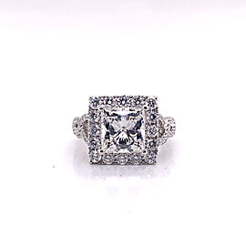 4 Carat Princess Cut Lab Grown Diamond Engagement Ring Halo IGI Certified