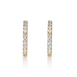 True 6 Carat Round Brilliant Diamond Hoop Earrings in 14k Yellow Gold